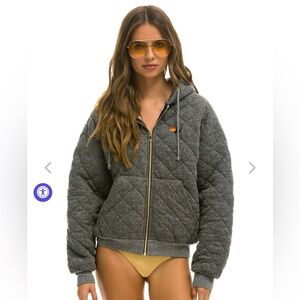Aviator Nation Quilted zip hoodie relaxed - Heather Gray